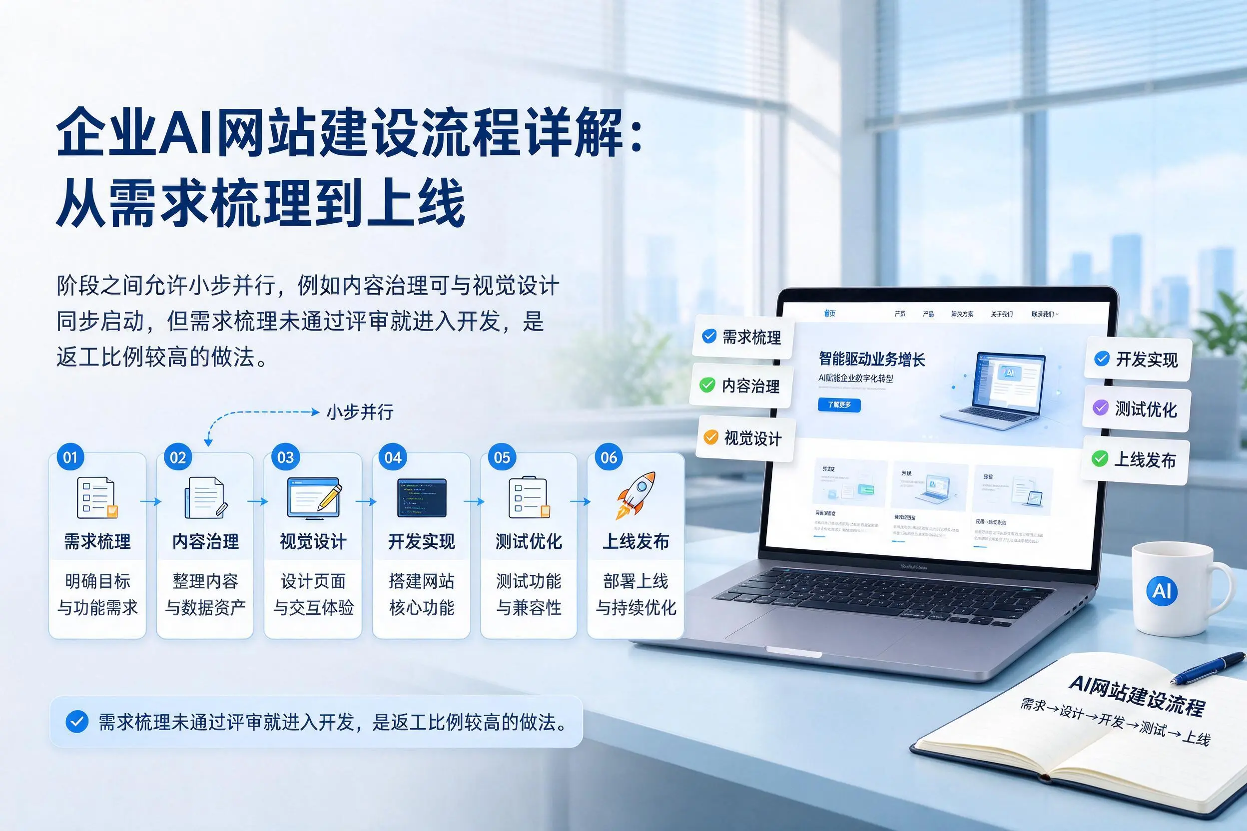 青海企业AI网站建设流程详解:从需求梳理到上线