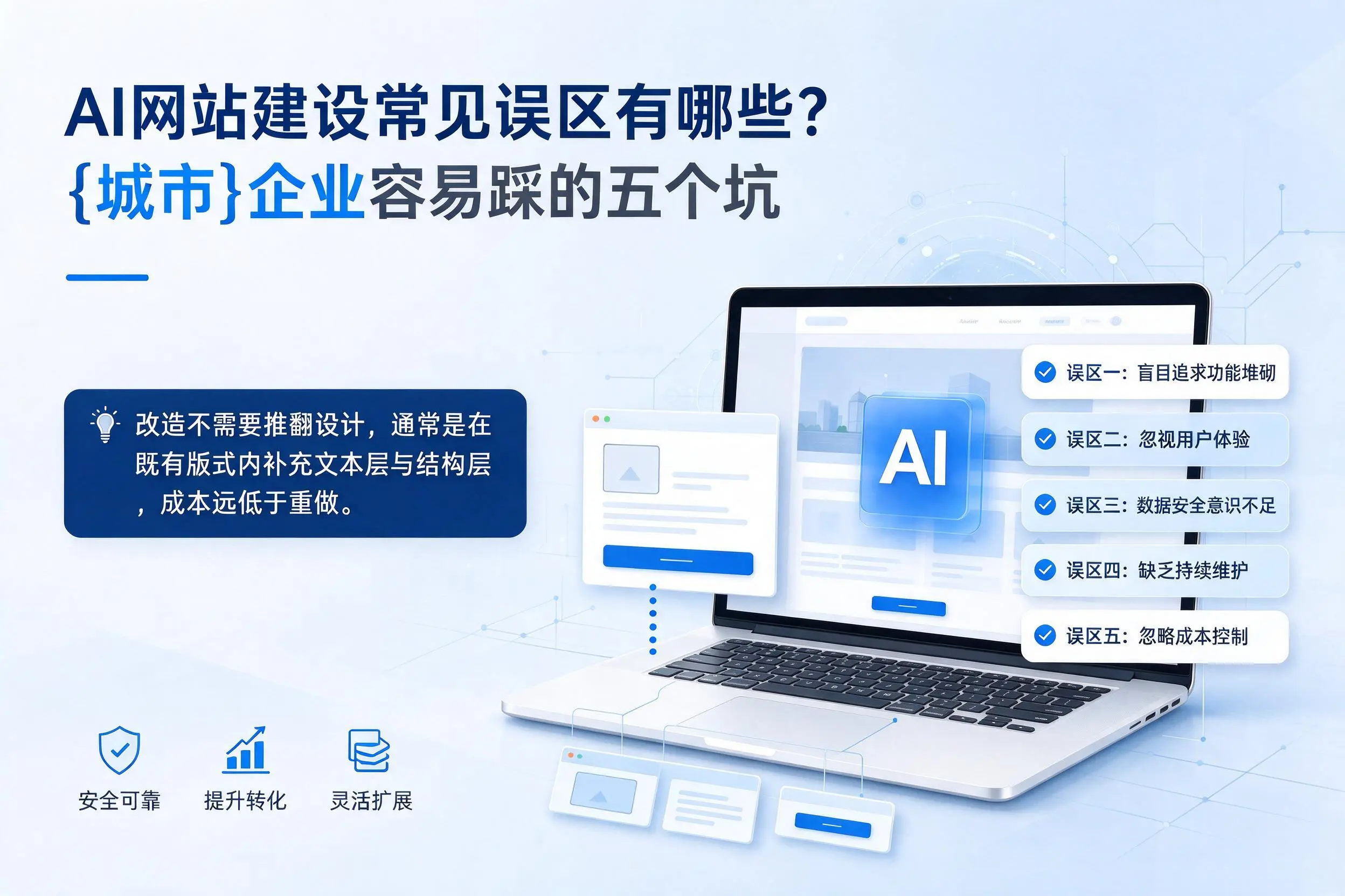 AI网站建设常见误区有哪些?青海企业容易踩的五个坑